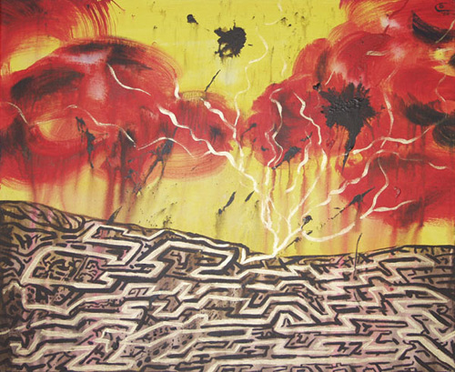 Acryl Bild "Labyrinth des Lebens" / / / > zur&uuml;ck >